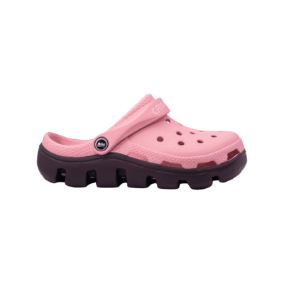 CAIMANAS TT P&B clog in soft pink and brown with chunky sole and convertible heel strap